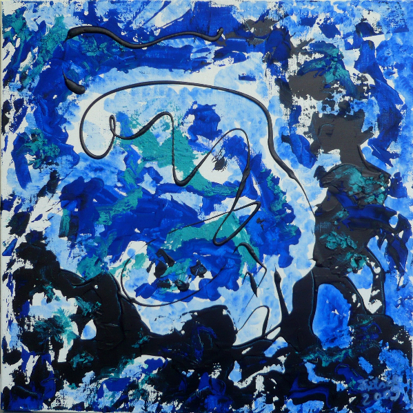 Fließendes Blau, 60 x 60 cm