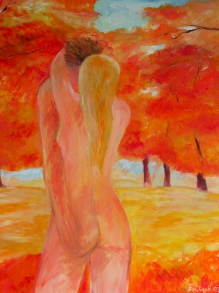 Liebespaar im Herbst, 80 x 100 cm